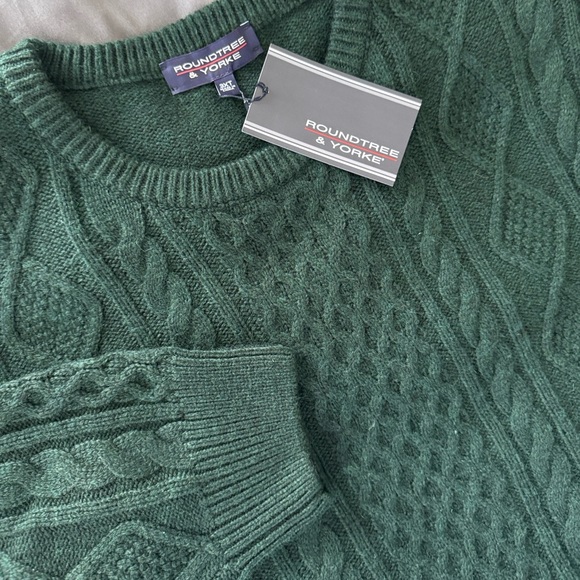 NWT Roundtree & Yorke 3XT 3XLT  Big Tall Pine Wool Blend Fisherman Style Sweater - Picture 6 of 9